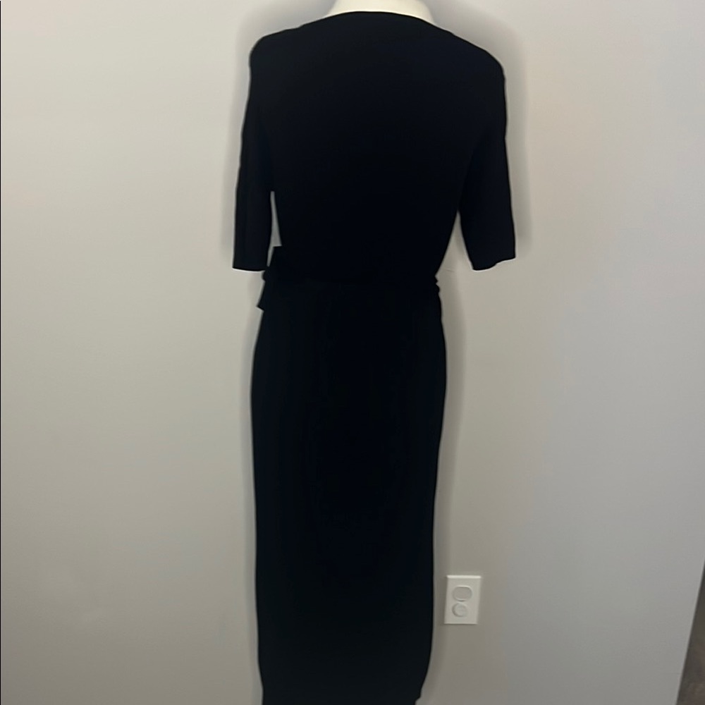 All Row Black Ribbed Midi Wrap Dress - Picture 5 of 7
